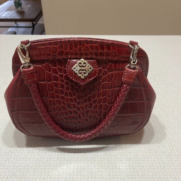 Final Price NWOT Brighton Cranberry Red Leather Satchel/Clutch Mini bag - Picture 1 of 9